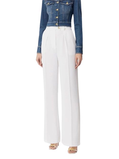 Pantalone in crepe c/bottoni dorati bianco Elisabetta Franchi | PA06451E2360